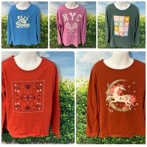 Girls Target Cat & Jack Medium Long Sleeve Cotton Blend Shirts (5 PCS)